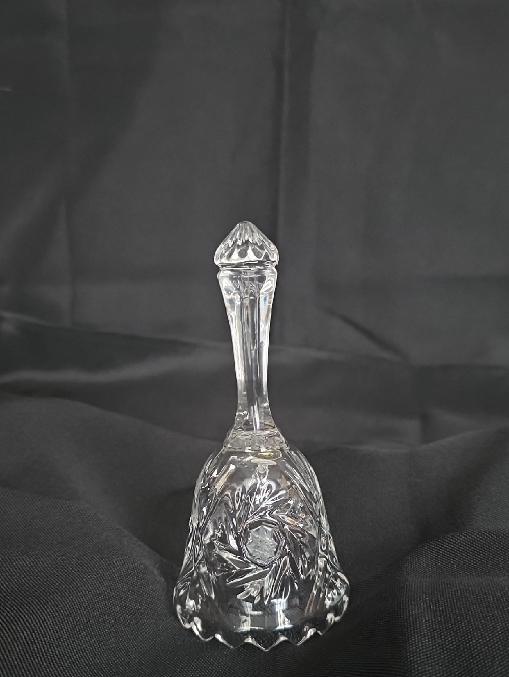 Crystal Bell with Floral Cut Pattern - Clear